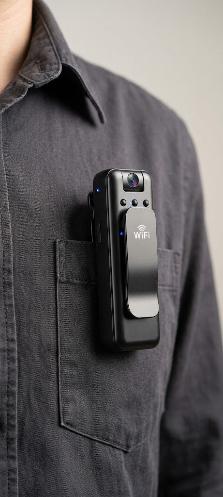 Cámara corporal Wi-Fi 1080p con clip y visión nocturna