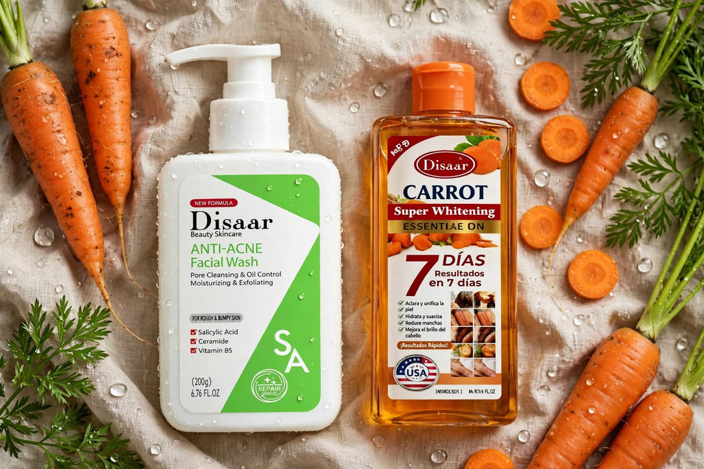 Kit Aclarador + Anti-Acné: Aceite Zanahoria y Limpiador Salicílico - Pack 2 (MÁS POPULAR)